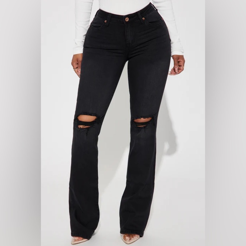 Jessie Mid Rise Distressed Bootcut Jeans - Picture 2 of 5